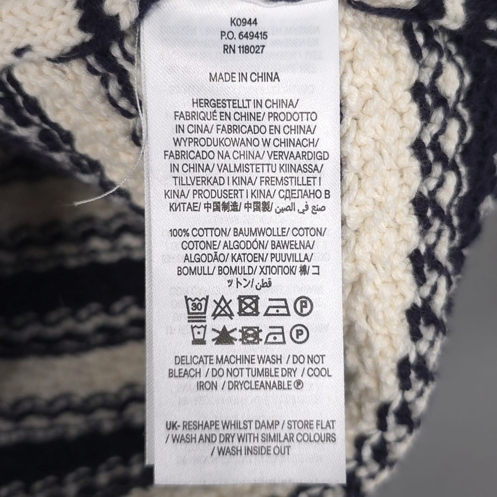 BODEN Women's Knit Sweater Vest MEDIUM Navy Ivory 100%‎ Cotton K0944 - Picture 9 of 9